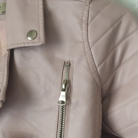 Blush Pink Fauxbiker leather jacket - Picture 2 of 4